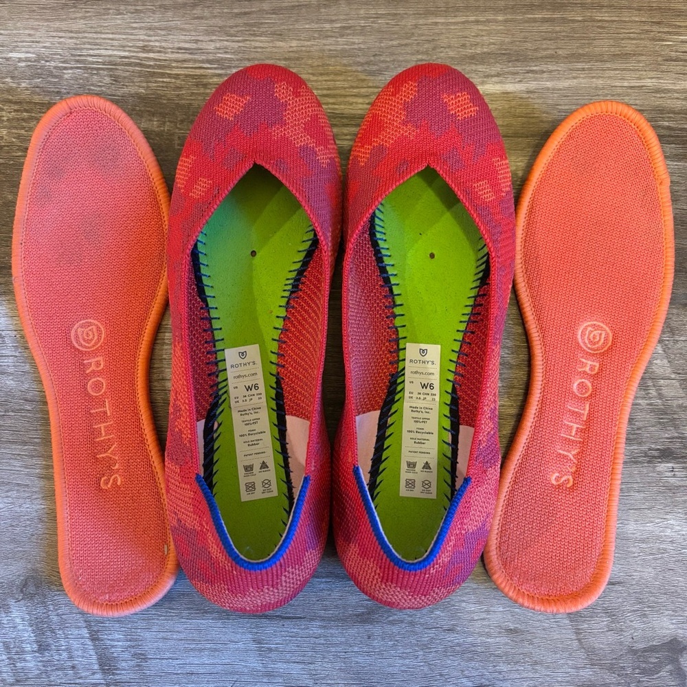 Rothy's The Flat Red Botanicamo Retired Size 6 - Picture 10 of 11